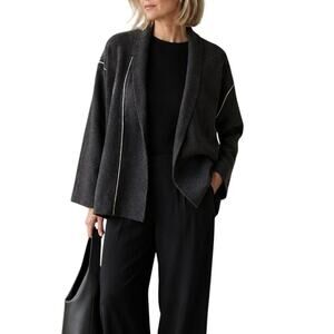 Eileen Fisher Wool Cardigan Jacket Gray Size XS/TP Minimalist Timeless